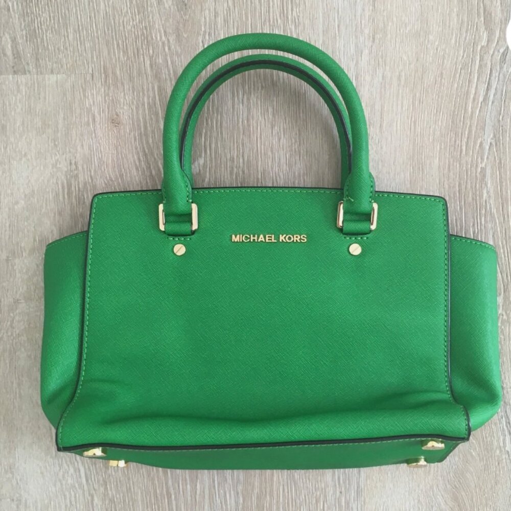 Michael Kors - Green Saffiano Lux Leather Large Selma Tote